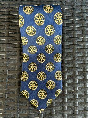 Rotary International Blue Gold Logo Club Necktie Russell Hampton Official Rare